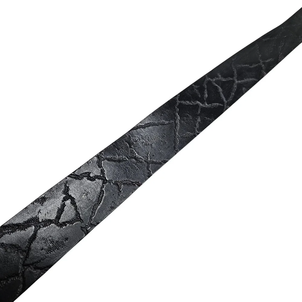 Saddle Leather Belt‎ 38 Black Cracked Distressed Texture Rugged Western Biker